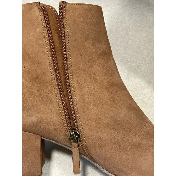 Halogen 'Cori' Round Toe Bootie, Rust Colored Suede, Womens Size 11 Side Zipper - Picture 11 of 11